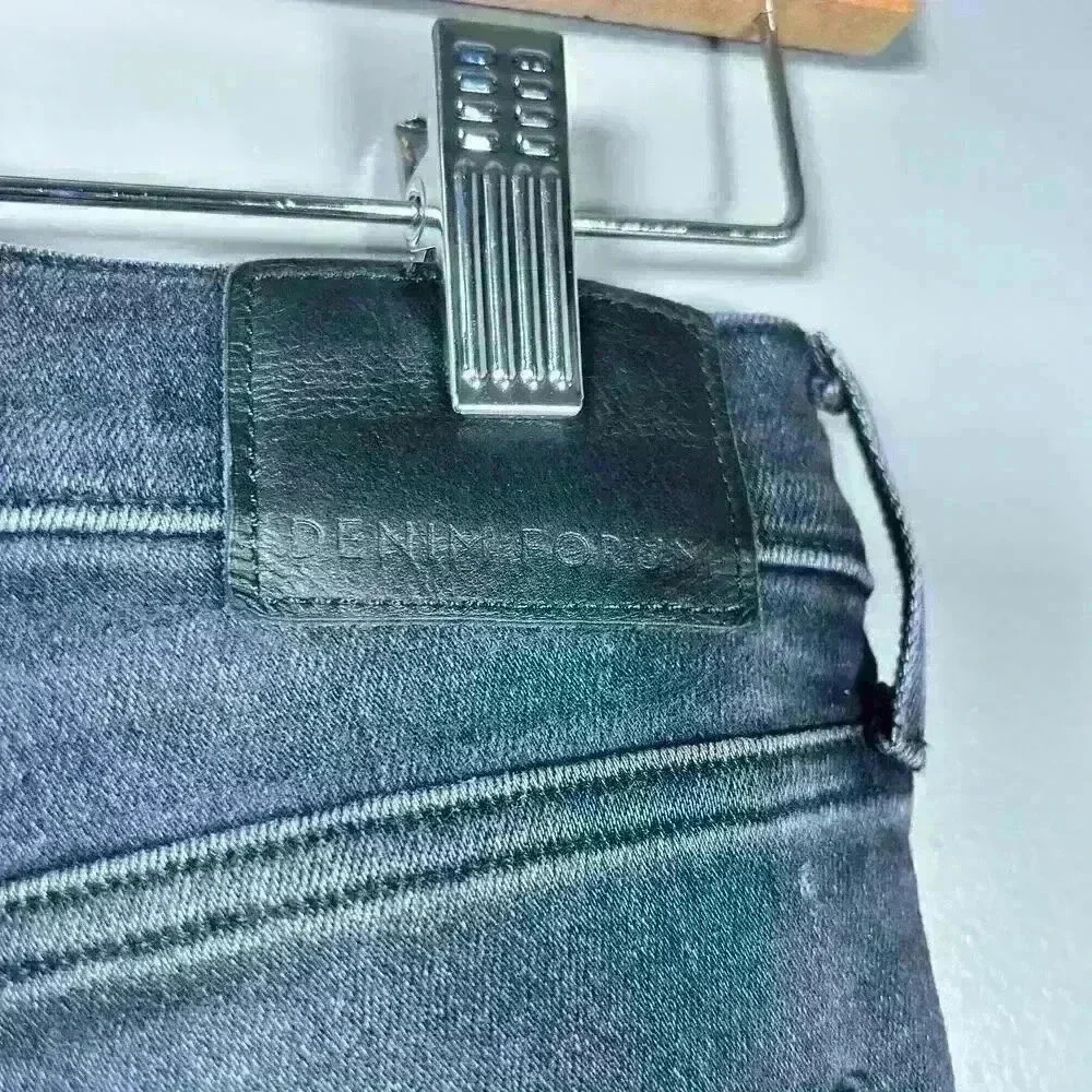 DENIM FORUM Black Vintage Wash Raw Hem Jeans Nico Midrise Skinny Crop 28 - Picture 10 of 10